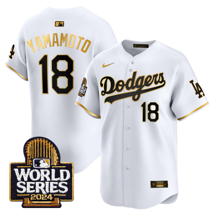 Men MLB Los Angeles Dodgers #18 Yamamoto white 2024 World Series Champions Patch Limited Jersey20241105->los angeles dodgers->MLB Jersey